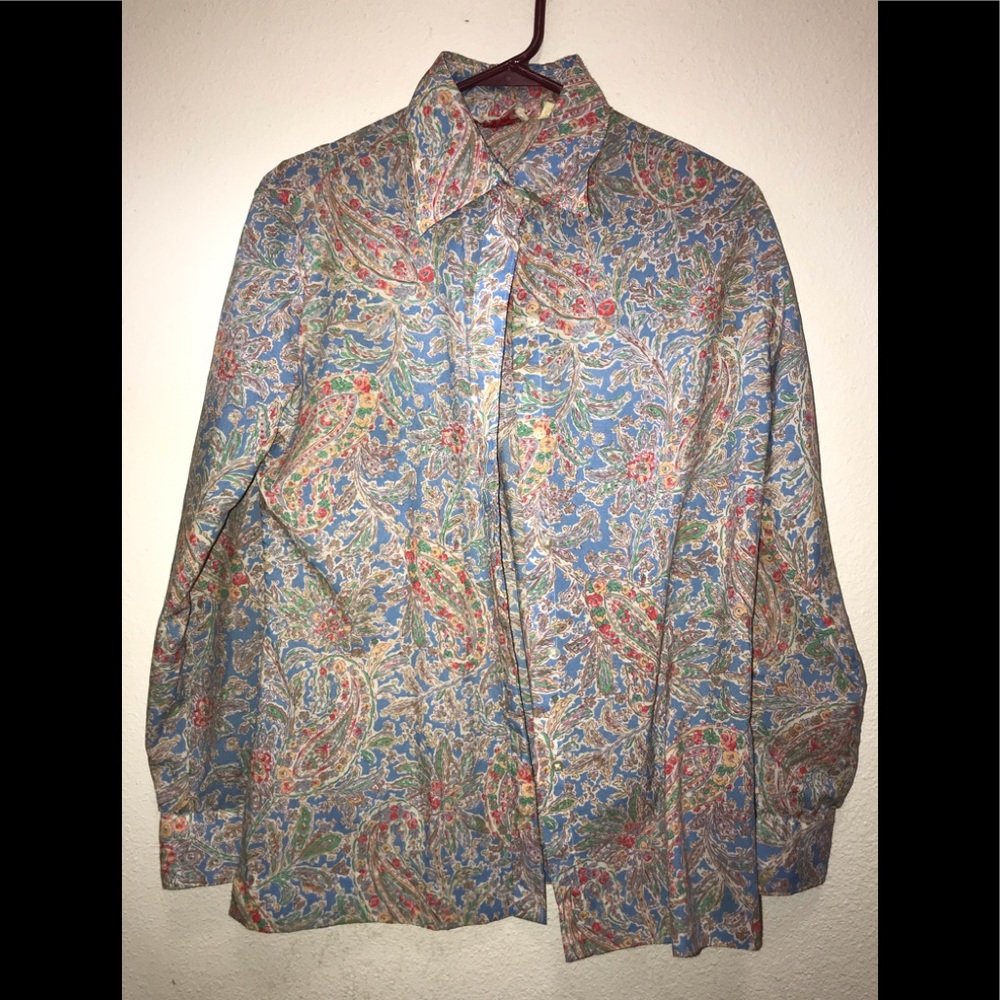 Button down paisley print blouse